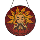 Yoga Meditation Mandala Rengoku Kyojuro Demon Slayer Stained Glass Suncatcher