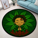 Yoga Meditation Mandala Tanjiro Kamado Demon Stained Glass Round Rug