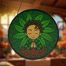 Yoga Meditation Mandala Tanjiro Kamado Demon Stained Glass Suncatcher