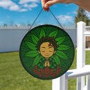 Yoga Meditation Mandala Tanjiro Kamado Demon Stained Glass Suncatcher