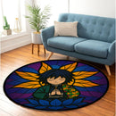 Yoga Meditation Mandala Tomioka Giyu Demon Stained Glass Round Rug