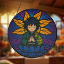 Yoga Meditation Mandala Tomioka Giyu Demon Stained Glass Suncatcher