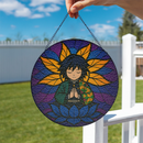 Yoga Meditation Mandala Tomioka Giyu Demon Stained Glass Suncatcher