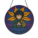Yoga Meditation Mandala Tomioka Giyu Demon Stained Glass Suncatcher