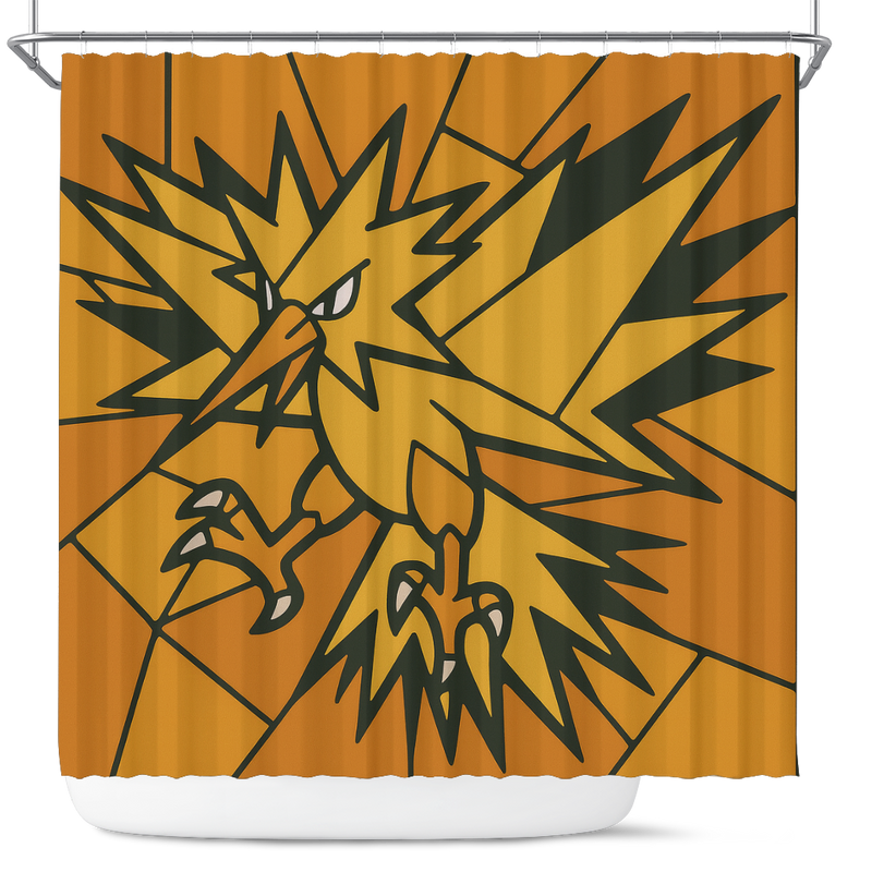 Zapdos Pokemon Stained Glass Shower Curtain