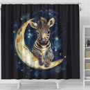 Zebra Horse Watercolor Star Night Shower Curtain