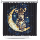 Zebra Horse Watercolor Star Night Shower Curtain