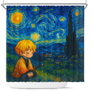 Zenitsu Chill Starry Night Shower Curtain