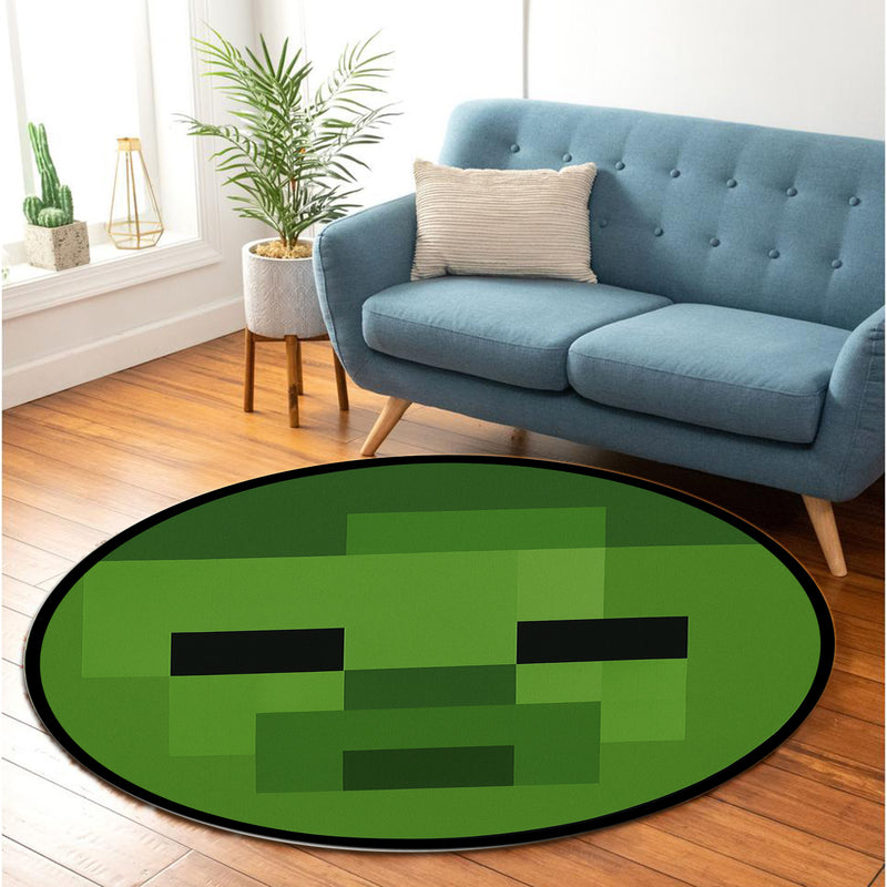 Zombie Face Pixel Round Rug