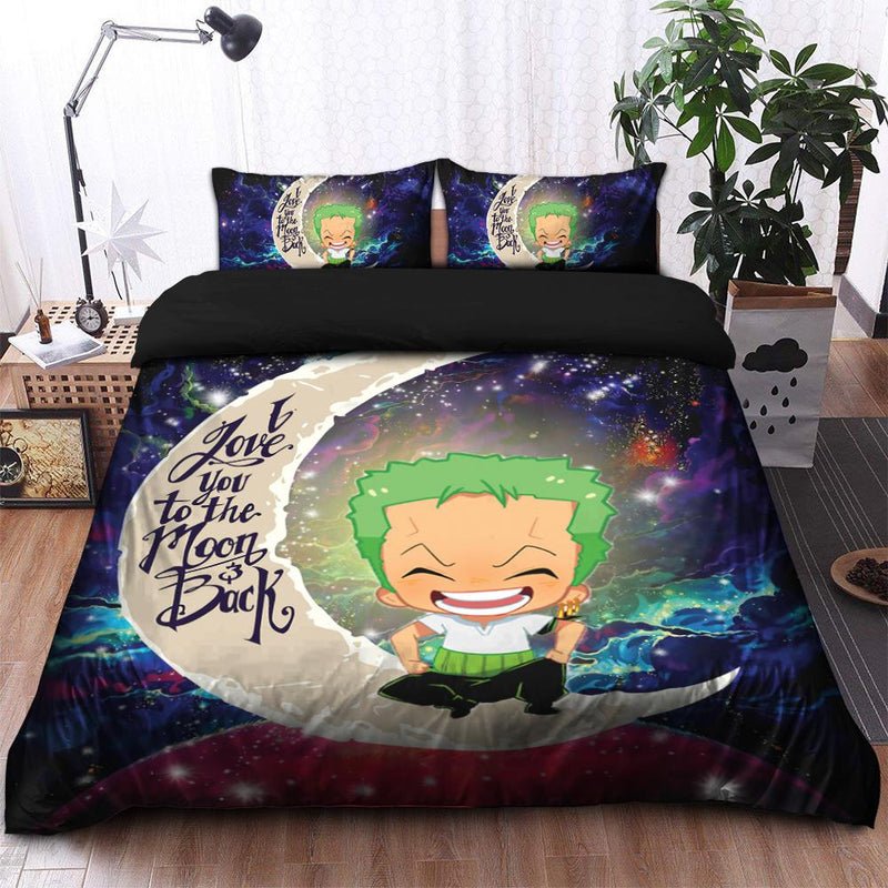 Zoro One Piece Love You To The Moon Galaxy Bedding Set Duvet Cover And 2 Pillowcases Nearkii