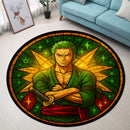 Zoro One Piece Anime Stained Glass Round Rug
