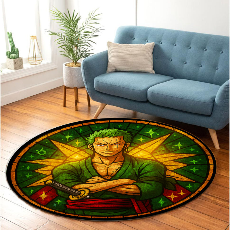 Zoro One Piece Anime Stained Glass Round Rug