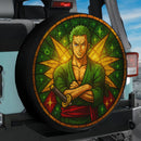 Zoro One Piece Stained Glass Jeep Car Spare Tire Cover