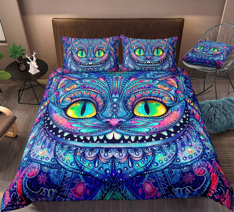 Alice In Wonderland Cheshire Cat Bedding Set Duvet Cover And 2 Pillowcases Nearkii