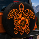 Orange Hibiscus Sea Turtle Custom Jeep Wheel Cover With Camera Hole