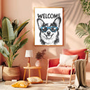 An Adorable Corgi Wearing Blue Glasses - Living Room - Canvas Wall Art - Print - Wall Decor