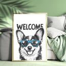 An Adorable Corgi Wearing Blue Glasses - Living Room - Canvas Wall Art - Print - Wall Decor