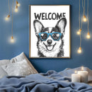 An Adorable Corgi Wearing Blue Glasses - Living Room - Canvas Wall Art - Print - Wall Decor
