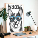 An Adorable Corgi Wearing Blue Glasses - Living Room - Canvas Wall Art - Print - Wall Decor