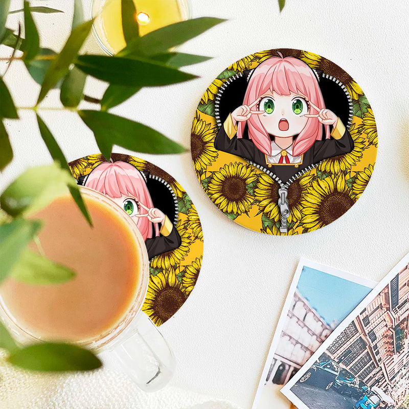 Anya Sunflower Zipper Ceramic Decor Coaster - Gift Idea