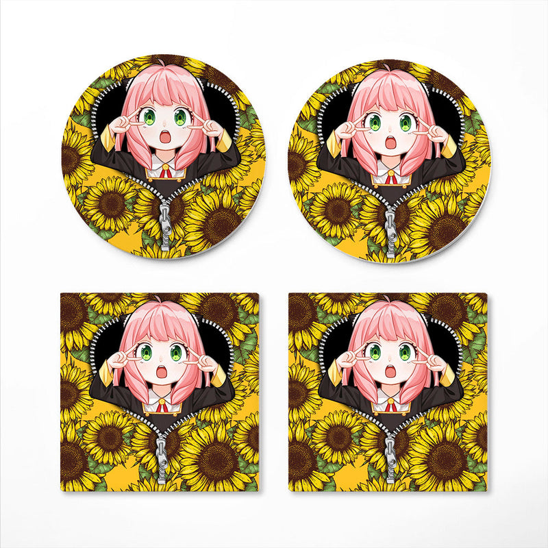 Anya Sunflower Zipper Ceramic Decor Coaster - Gift Idea