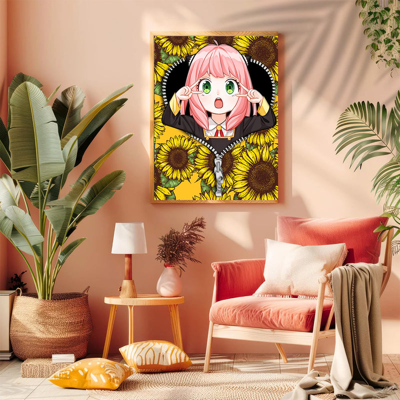 Anya Spy X Family Anime Sunflower - Living Room - Canvas Wall Art - Print - Wall Decor