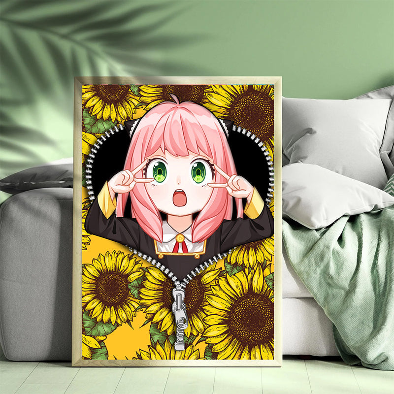 Anya Spy X Family Anime Sunflower - Living Room - Canvas Wall Art - Print - Wall Decor