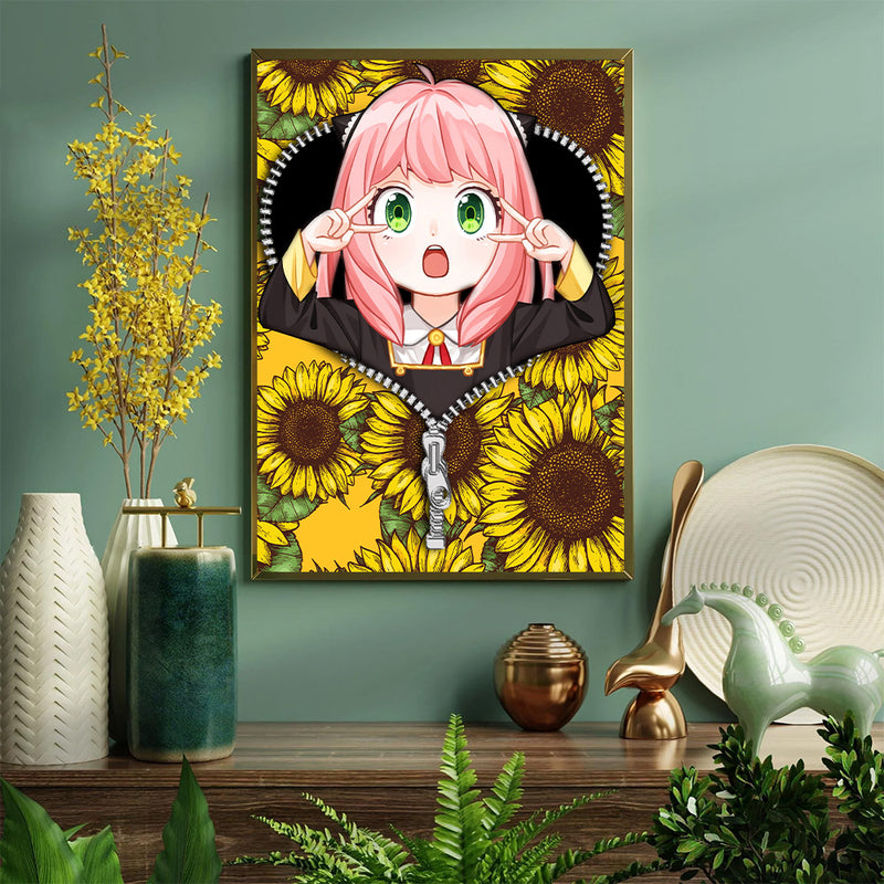 Anya Spy X Family Anime Sunflower - Living Room - Canvas Wall Art - Print - Wall Decor