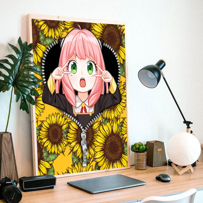 Anya Spy X Family Anime Sunflower - Living Room - Canvas Wall Art - Print - Wall Decor