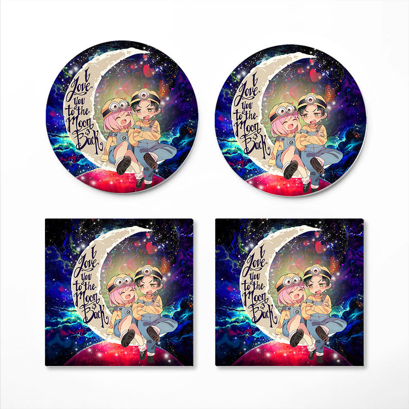 Anya X Damian Anime Couple Love You To The Moon Galaxy Ceramic Decor Coaster - Gift Idea