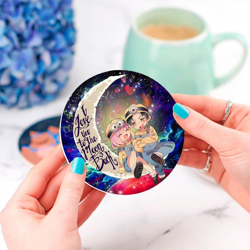 Anya X Damian Anime Couple Love You To The Moon Galaxy Ceramic Decor Coaster - Gift Idea