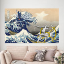 Arceus Vs Dialga Pokemon The Great Wave Japan - Living Room - Canvas Wall Art - Print - Wall Decor