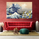 Arceus Vs Dialga Pokemon The Great Wave Japan - Living Room - Canvas Wall Art - Print - Wall Decor