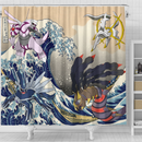 Arceus Vs Giratina Palkia Dialga Pokemon The Great Wave Shower Curtain
