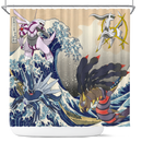 Arceus Vs Giratina Palkia Dialga Pokemon The Great Wave Shower Curtain