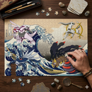 Arceus Vs Giratina Palkia Dialga Pokemon The Great Wave Jigsaw Puzzle
