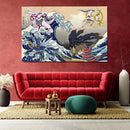 Arceus Vs Giratina Palkia Dialga Pokemon The Great Wave Japan - Living Room - Canvas Wall Art - Print - Wall Decor