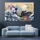Arceus Vs Giratina Palkia Dialga Pokemon The Great Wave Japan - Living Room - Canvas Wall Art - Print - Wall Decor