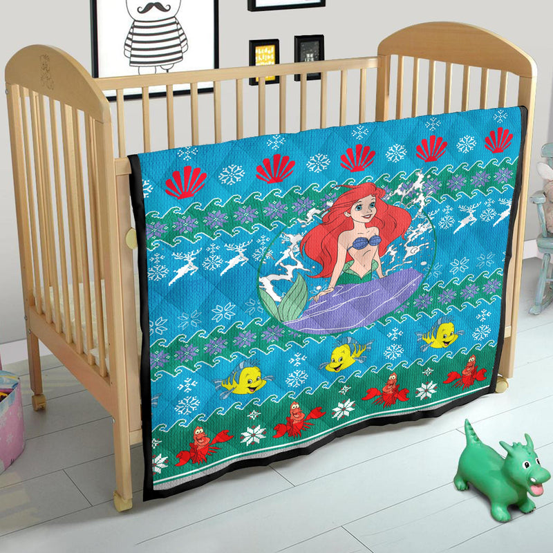 Ariel Mermaid Christmas Quilt Blanket Nearkii