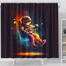Astronaut Watercolor Star Night Shower Curtain