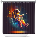 Astronaut Watercolor Star Night Shower Curtain