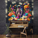 Astronaut Surrounded With Thousands Of Colorful Flower Tapestry