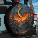 A Vintage Metal Plate Moon In Forest Night Jeep Car Spare Tire Cover
