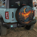 A Vintage Metal Plate Moon In Forest Night Jeep Car Spare Tire Cover