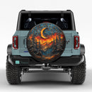 A Vintage Metal Plate Moon In Forest Night Jeep Car Spare Tire Cover
