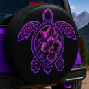 Purple Hibiscus Sea Turtle Car Spare Tire Cover