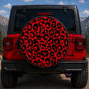 Leopard Pattern Skin Red Custom Jeep Wheel Cover With Camera Hole
