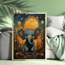 Elephant Starry Night - Living Room - Canvas Wall Art - Print - Wall Decor