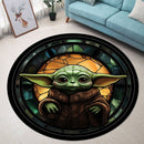 Yoda Stained Glass Round Rug