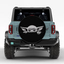 Yoda Peeking Over A Black Line Jeep Car Spare Tire Cover